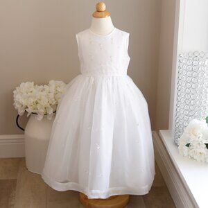 Strasburg White Organza Floral Embroidery Flower Girl Special Occasion Size 3/4